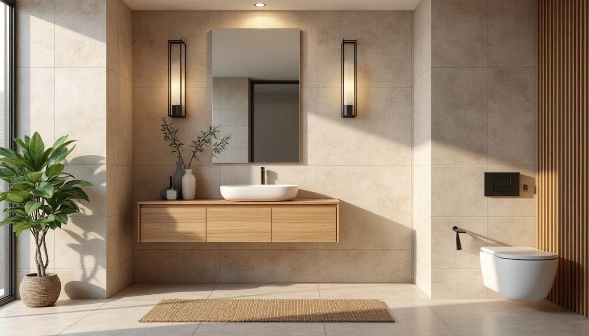 découvrez comment associer travertin et bois dans votre salle de bain pour un design naturel, élégant et intemporel, alliant beauté et équilibre.